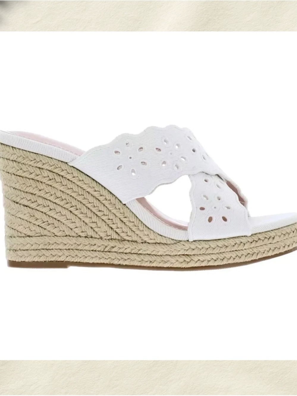 Draper James White Eyelet Espadrille Wedge Slide